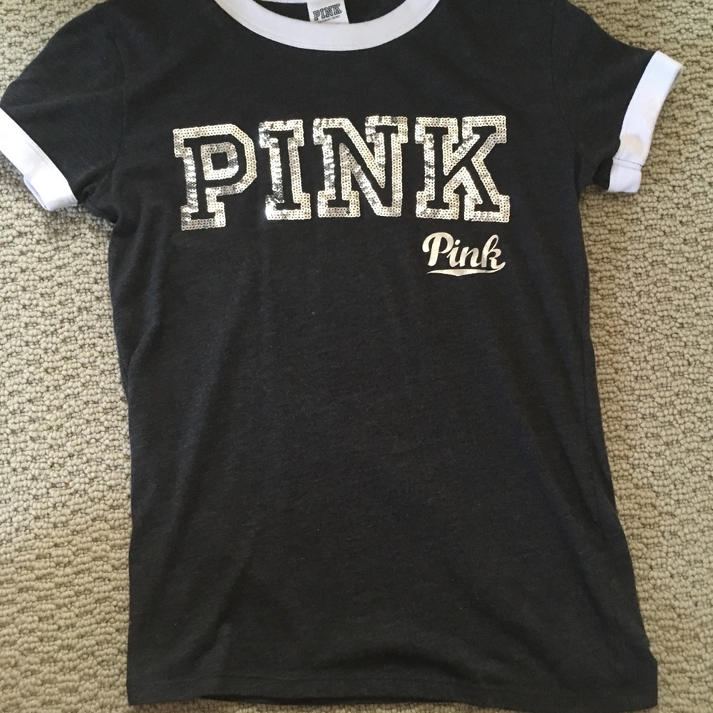 Dark grey and white pink tee shirt